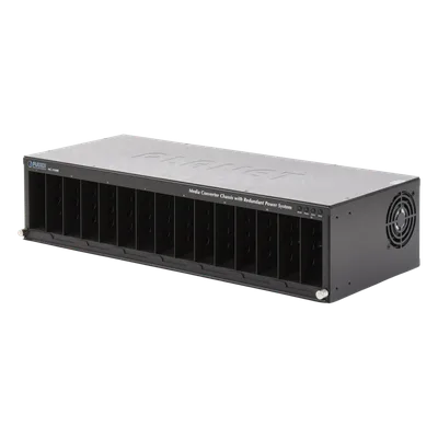 Chasis para convertidores de medios / 15 ranuras / 100-240VAC / 80W / -20 a 70°C / 438x200x103 mm (14.37x6.56x3.38 ft)