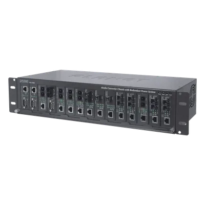 Chasis para convertidores de medios / 15 ranuras / 100-240VAC / 80W / -20 a 70°C / 438x200x103 mm (14.37x6.56x3.38 ft)