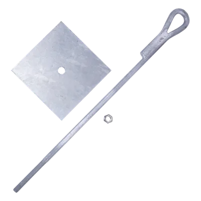 Ancla para Retenida / Varilla 5/8' / Longitud 65 cm / Galvanizado en Caliente / Ojo de Llave / Torre hasta 30 m (98.4 ft)