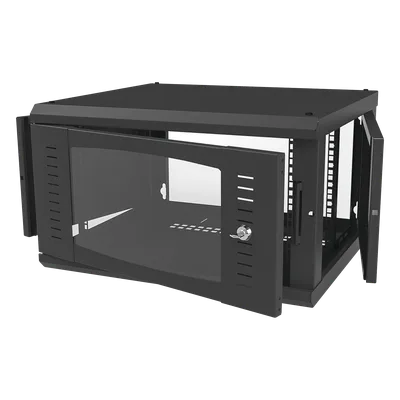 Gabinete para Montaje en Pared, con Puerta de Cristal Templado, Cuerpo Fijo, con 6 Unidades de Rack, de 19in, Fabricado en Acero