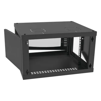 Gabinete para Montaje en Pared, con Puerta de Cristal Templado, Cuerpo Fijo, con 6 Unidades de Rack, de 19in, Fabricado en Acero