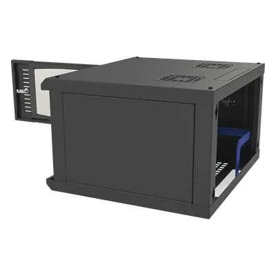 Gabinete para Montaje en Pared, con Puerta de Cristal Templado, Cuerpo Fijo, con 6 Unidades de Rack, de 19in, Fabricado en Acero