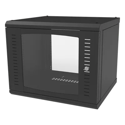 Gabinete para Montaje en Pared Fijo, con 9 Unidades de Rack, de 19in, Puerta de Cristal Templado, Fabricado en Acero