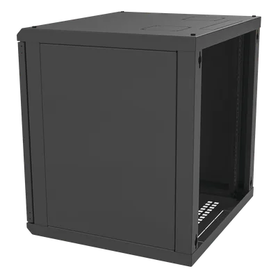 Gabinete de Pared para Rack 19in / 12 Unidades / Carga 100 kg / Puerta Cristal Templado / Postes Ajustables