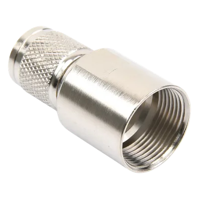 Conector TNC Macho / Rosca Izquierda Métrica / Ensamble en Línea / Bronce Plateado / Oro / Teflón / RG-8/U, 9913, LMR-400, CNT-400