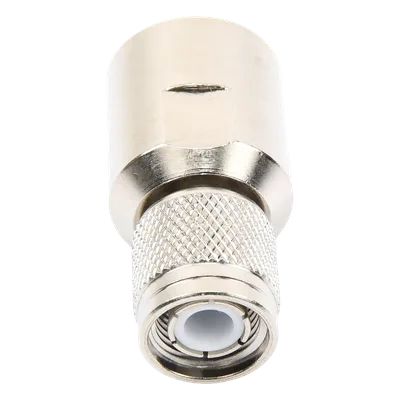 Conector TNC Macho / Rosca Izquierda Métrica / Ensamble en Línea / Bronce Plateado / Oro / Teflón / RG-8/U, 9913, LMR-400, CNT-400
