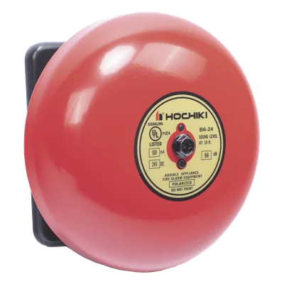 Campana de alarma de incendio / 6 pulgadas (0.5 pies) / 24 VCD / 96 dB / UL listado / Uso exterior / Montaje en caja 4 pulgadas