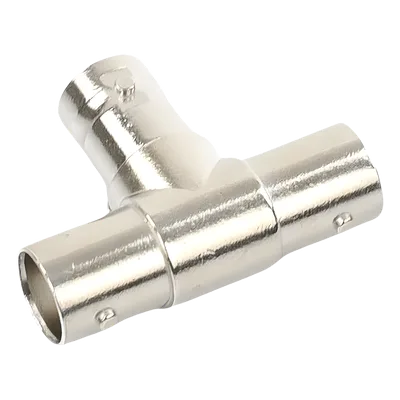 Adaptador Coaxial en T / Triple BNC Hembra / 75 Ohm / Níquel-Oro-PTFE / 14.5 x 23.7 x 33.0 mm