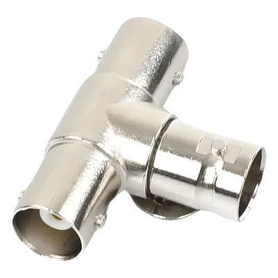 Adaptador Coaxial en T / Triple BNC Hembra / 75 Ohm / Níquel-Oro-PTFE / 14.5 x 23.7 x 33.0 mm