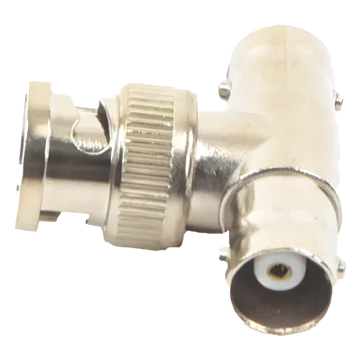 Adaptador Coaxial T / BNC Macho a 2x BNC Hembra / 75 Ohm / Contactos Oro / Aislante Teflón / CCTV Profesional