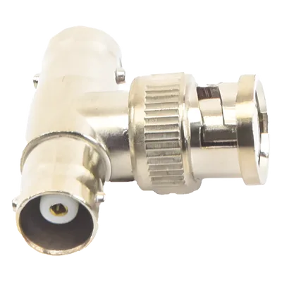 Adaptador Coaxial T / BNC Macho a 2x BNC Hembra / 75 Ohm / Contactos Oro / Aislante Teflón / CCTV Profesional