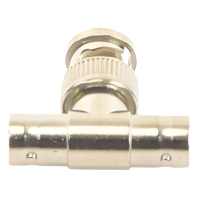 Adaptador Coaxial T / BNC Macho a 2x BNC Hembra / 75 Ohm / Contactos Oro / Aislante Teflón / CCTV Profesional