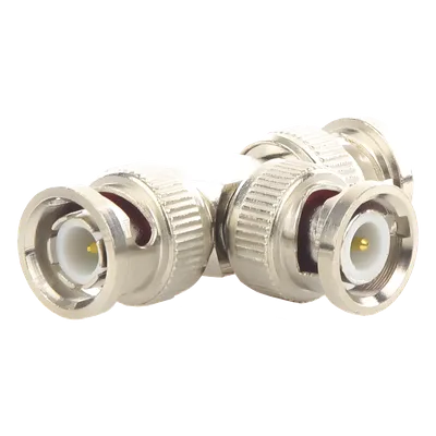Adaptador Coaxial Tipo T / Triple BNC Macho / 75 Ohm / RG-59 y RG-6 / Níquel y Oro / 39.9 mm de Longitud