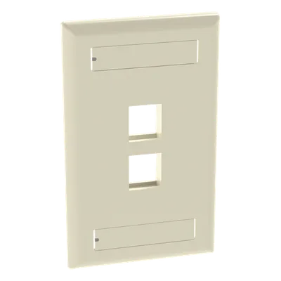 Placa de Pared Vertical / 2 Puertos Keystone / Diseño Plano / 69.8 x 114.3 mm / 2.75 x 4.5 pulg. / Color Marfil