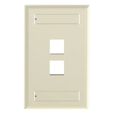 Placa de Pared Vertical / 2 Puertos Keystone / Diseño Plano / 69.8 x 114.3 mm / 2.75 x 4.5 pulg. / Color Marfil