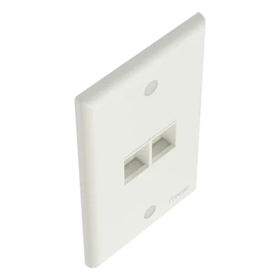 Placa de Pared Vertical / 2 Puertos Keystone / Diseño Plano / 69.8 x 114.3 mm / Blanco Mate