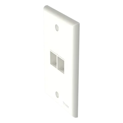 Placa de Pared Vertical / 2 Puertos Keystone / Diseño Plano / 69.8 x 114.3 mm / Blanco Mate