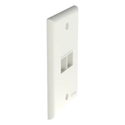 Placa de Pared Vertical / 2 Puertos Keystone / Diseño Plano / 69.8 x 114.3 mm / Blanco Mate