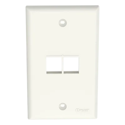 Placa de Pared Vertical / 2 Puertos Keystone / Diseño Plano / 69.8 x 114.3 mm / Blanco Mate