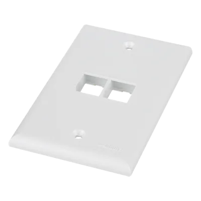 Placa de Pared Vertical / 2 Puertos Keystone / Montaje Vertical / 69.8 x 114.3 mm / 2.75 x 4.5 pulg. / Blanco