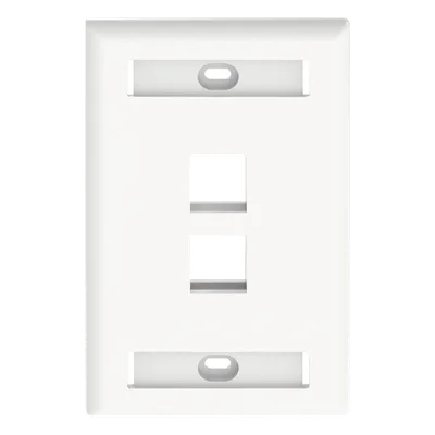 Placa de Pared Vertical / 2 Puertos Keystone / 69.8 x 114.3 mm / 2.75 x 4.5 pulg. / Con Espacios para Etiquetas / Color Blanco