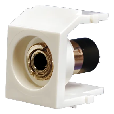 Módulo Acoplador Estéreo de 3.5mm (1/8), Tipo Keystone, Para Soldar, Color Blanco Mate