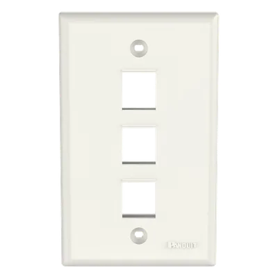Placa de Pared Vertical / 3 Puertos Keystone / ABS / Blanco Mate / 2.75 x 4.5 pulg.