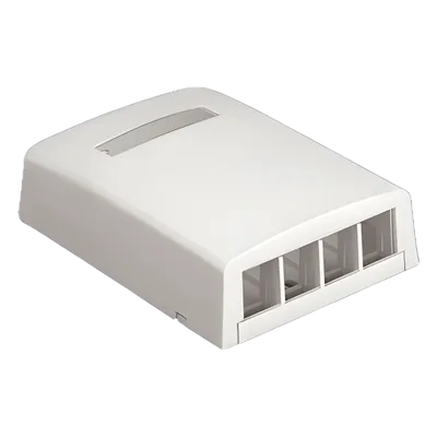 Caja de Montaje en Superficie / 4 Módulos Keystone / ABS / 3.26 x 1.23 x 3.28 in / Marfil