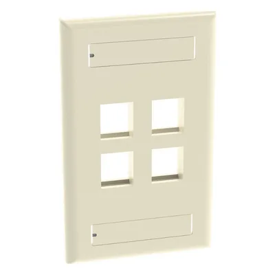 Placa de Pared Vertical / 4 Puertos Keystone / ABS / 69.8 x 114.3 mm / 2.75 x 4.5 pulg. / Marfil