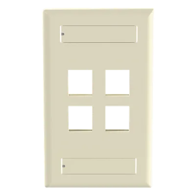 Placa de Pared Vertical / 4 Puertos Keystone / ABS / 69.8 x 114.3 mm / 2.75 x 4.5 pulg. / Marfil