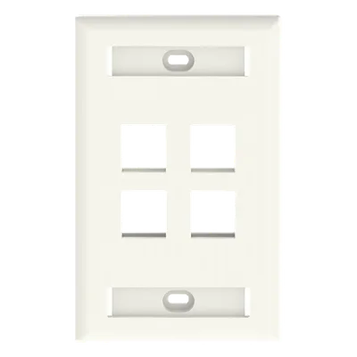 Placa de Pared Vertical / 4 Puertos Keystone / 69.8 x 114.3 mm / 2.75 x 4.5 pulg. / Con Espacios para Etiquetas / Color Marfil