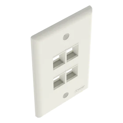 Placa de Pared Vertical / 4 Puertos Keystone / ABS / Blanco Mate / 69.8 x 114.3 mm / 2.75 x 4.5 pulg. / RoHS