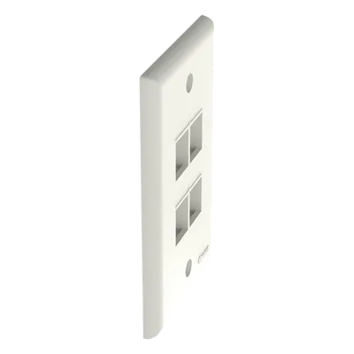 Placa de Pared Vertical / 4 Puertos Keystone / ABS / Blanco Mate / 69.8 x 114.3 mm / 2.75 x 4.5 pulg. / RoHS