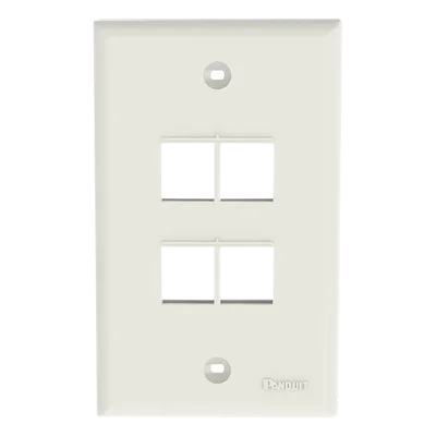 Placa de Pared Vertical / 4 Puertos Keystone / ABS / Blanco Mate / 69.8 x 114.3 mm / 2.75 x 4.5 pulg. / RoHS