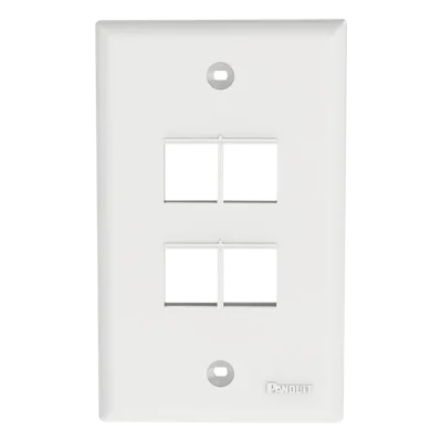 Placa de Pared Vertical / 4 Puertos Keystone / Montaje Vertical / 69.8 x 114.3 mm / 2.75 x 4.5 pulg. / ABS / Blanco