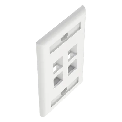 Placa de Pared Vertical / 4 Puertos Keystone / 69.8 x 114.3 mm / 2.75 x 4.5 pulg. / Con Etiquetas / Blanco