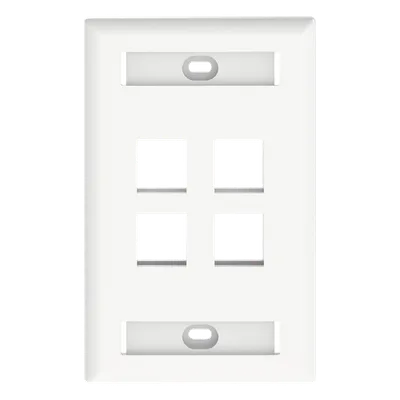 Placa de Pared Vertical / 4 Puertos Keystone / 69.8 x 114.3 mm / 2.75 x 4.5 pulg. / Con Etiquetas / Blanco