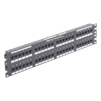 Panel de Parcheo Punchdown / Cat 6 Clase E / 48 Puertos / 2UR / 19.00' Ancho / Acero Inoxidable