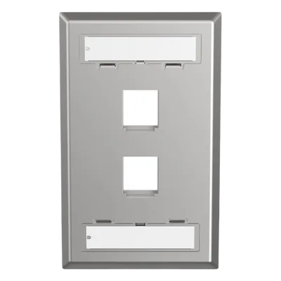 Placa de Pared Vertical / 2 Puertos Keystone / Acero Inoxidable / Estilo Plano / Con Etiquetas
