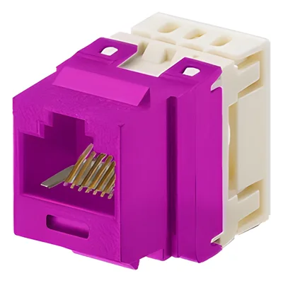 Conector Jack Keystone / Cat 5e / 110 Punchdown / 8P8C / 100 MHz / UTP / Violeta / 22-26 AWG