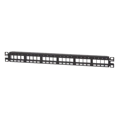 Panel de Parcheo Modular / 24 Puertos / 1UR / 19" / Acero Inoxidable / Numerado / Sin Conectores