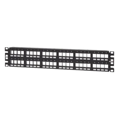 Panel de Parcheo Modular Keystone / 48 Puertos / 2UR / 19" / Numerado / Plano Negro