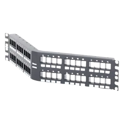 Panel de Parcheo Modular Keystone / 48 Puertos / Angulado / 2UR / Acero Inoxidable / 19.00' (482.6 mm) Ancho