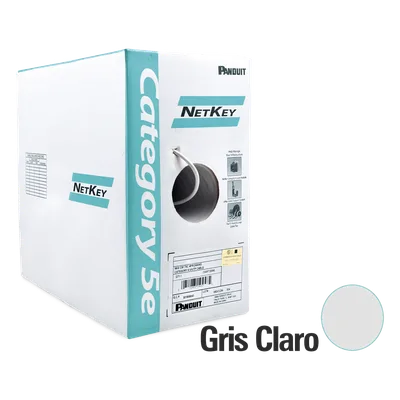 Bobina de Cable UTP / Cat 5e / 24 AWG / CMR Riser / 305 m (1000 ft) / 4 Pares / Cobre Sólido / Gris Claro