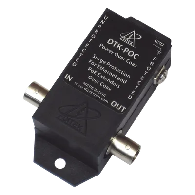 Protector Coaxial PoE / BNC Hembra / 75 Ohms / Ethernet 10/100 / 2.2 x 3.2 x 1.0 pulgadas / Contactos Secos