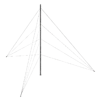 Torre Arriostrada de Piso / 3 m (9.8 ft) de Altura / Carga Axial 350 kg / Resistencia Viento 200 km/h / Galvanizado Electrolítico ASTM B-633 / 1 Tramo