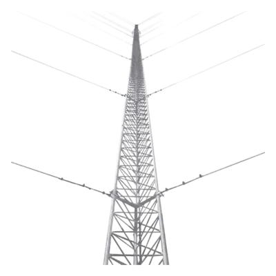 Torre Arriostrada de Piso / 57 m (187 ft) de Altura / 19 Tramos / Carga Axial 500 kg / Resistencia Viento 200 km/h / Galvanizado en Caliente