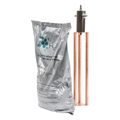 Electrodo de Puesta a Tierra / 45 Amp / Filtro LCR / Resistencia < 2 Ohm / Cobre Electrolítico / Compuesto H2Ohm / 20 Años Sin Mantenimiento