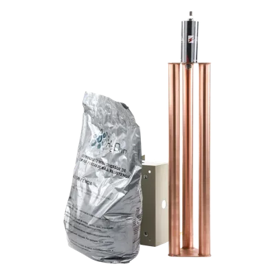 Kit de puesta a tierra / 100 A / Electrodo de cobre electrolítico / Acoplador 1500 A NEMA 4 / Filtro LCR / Compuesto mejorador