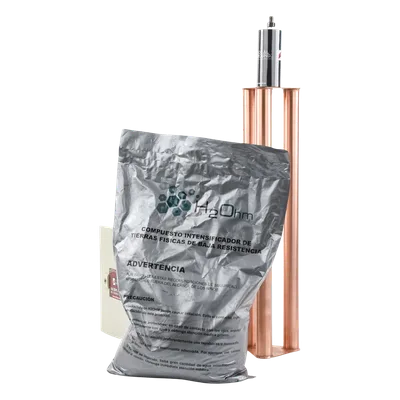 Kit de puesta a tierra / 100 A / Electrodo de cobre electrolítico / Acoplador 1500 A NEMA 4 / Filtro LCR / Compuesto mejorador